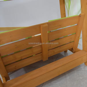 Sillón Doble de Exterior para Niños con Toldo, Cojines a Rayas y Estructura de Madera para Jugar y Relajarse en el Patio Trasero - Product Image 3