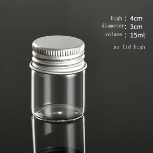 Mini botella de vidrio ámbar transparente con tapón de rosca de aluminio, frasco de embalaje vacío de 5ml, 10ml, 15ml, 20ml y 25ml, venta al por mayor