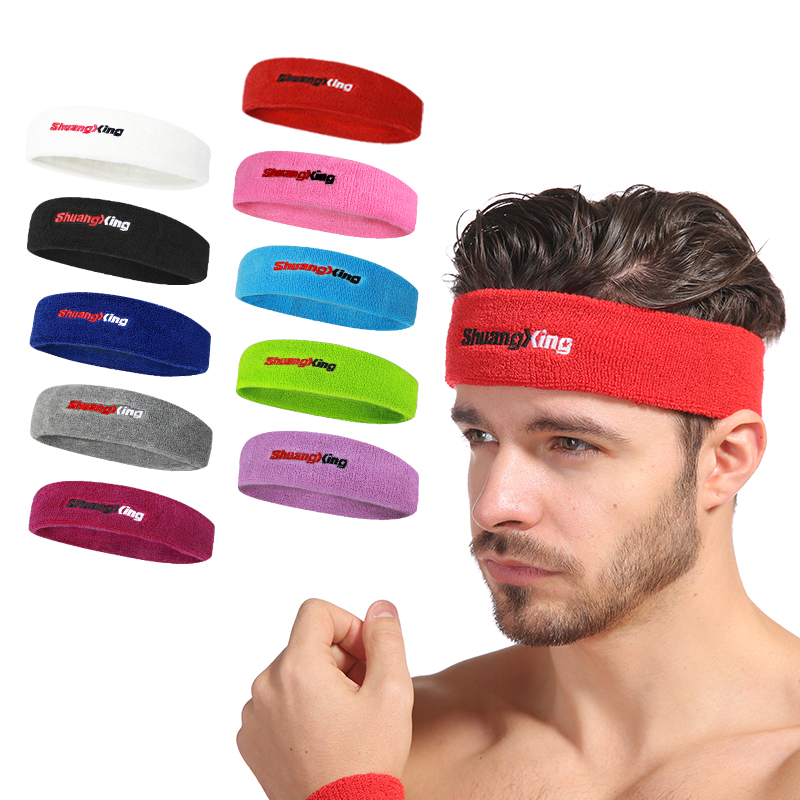 In Stock Embroidery Sweatband Custom Cheap Tennis Wristbands Headband Cotton Wrist Band Sweatband