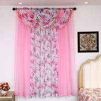 Cortinas de Tul Floral y Cenefas Transparentes con Bolsillo para Barra, Listas para Enviar, para Sala de Estar, Paquete al por Mayor de 2 Conjuntos