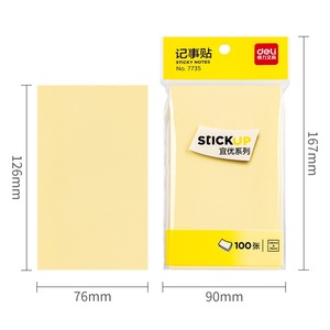 Deli <b>Sticky</b> <b>Notes</b> 76x126mm 100 Sheets Light Yellow Self Adhesive For <b>Notes</b> Messages And Multiple Uses - Product Image 1