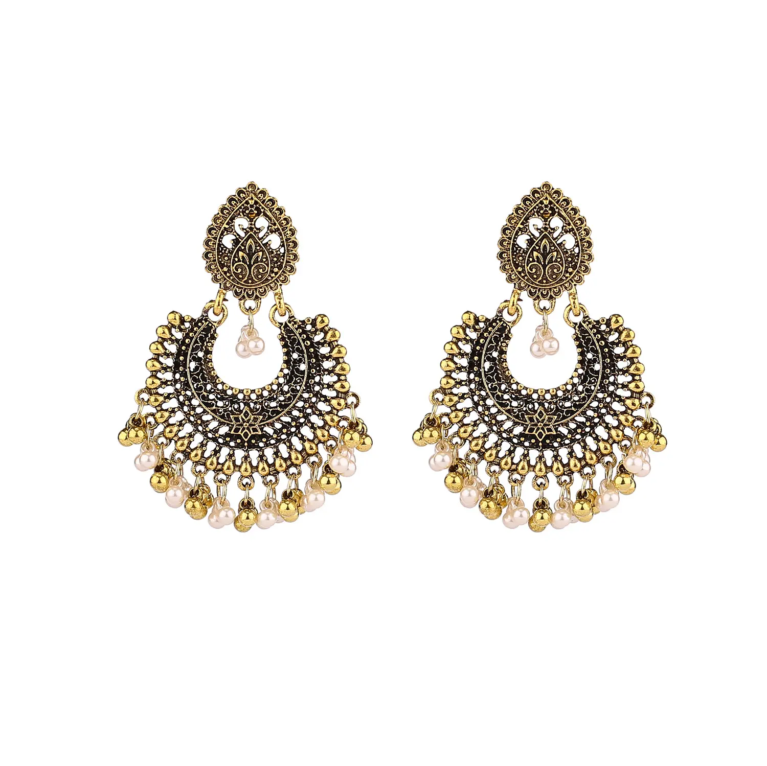 Summer Boho Beaded Tassel Jhumkas Indian Earrings Statement Geometry Gold Indian Earrings For Women