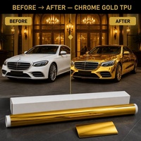 Film de protection de peinture (PPF) en TPU chromé or 1,52*15m 7,5 mil, effet miroir de luxe auto-réparant, pour voiture