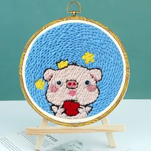 Best-Selling Punch Needle Kit for Adults DIY Chinese Zodiac-Pig Embroidery Crafts Cross-Stitching & Needlework for Beginners
