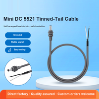 Câble d'alimentation miniature DC 5,5x2,1 mm, cordon de remplacement 18AWG pour appareils 12V, 1m 1,5m, extrémités en fil étamé, gaine en PVC gris