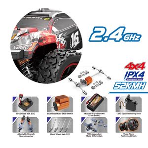 Coche <span class=keywords><strong>RC</strong></span> Profesional a Escala 1/18, 50 km/h, Monster Truck sin Escobillas, 4x4, Alta Velocidad, Todoterreno, Truggy, Juguete para Niños y Adultos - Product Image 2