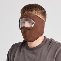 Máscara facial de lana cálida a prueba de viento Gorra de esquí de invierno con gafas HD Pasamontañas de ciclismo antivaho transpirable Hecho de nailon duradero