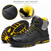 Bottes de sécurité en cuir à lacets mi-hautes avec logo personnalisé, embout en acier, semelle intermédiaire anti-perforation et semelle extérieure en PU solide pour la vente en gros