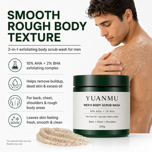 Gommage corporel exfoliant pour hommes à l'huile d'arbre à thé, BHA AHA, pour améliorer les odeurs, lisser la peau rugueuse, pour le dos, la poitrine, les épaules, les fesses et les jambes - Product Image 2