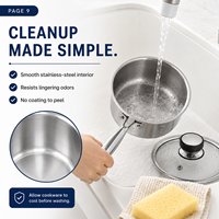 Casserole en acier inoxydable triple couche robuste pour induction, 16 cm et 18 cm, vente en gros, OEM, ODM, marque privée