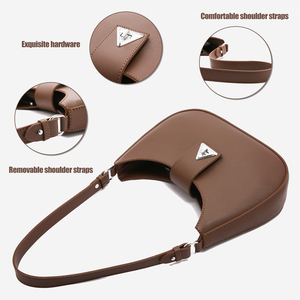 Sac bandoulière tendance style français 2026, <span class=keywords><strong>chic</strong></span> avec accent métallique, en cuir PU, forme croissant de lune, pour femme - Product Image 4