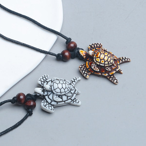 <span class=keywords><strong>Collier</strong></span> d'amitié rétro en corde tressée extensible avec pendentif tortue mère et enfant, style hip-hop cool pour les soirées en boîte de nuit - Product Image 3