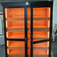 Humidor à cigares de luxe à double porte en bois et verre avec 7 étagères