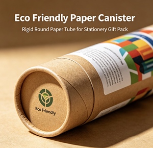 Boîte en papier écologique, tube en papier rigide rond pour stylo marqueur, pinceau, papeterie, coffret cadeau - Product Image 6