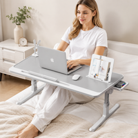 Table de chevet pliable AOR L2 à hauteur réglable et bureau d'étude avec surface en bois MDF pour usage domestique ou au bureau