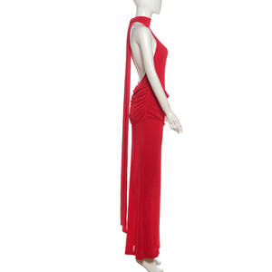 Robe longue de soirée sexy Viviblook Z1210DS, nouvelle collection automne, couleur unie, sans manches, dos nu, coupe ajustée - Product Image 6