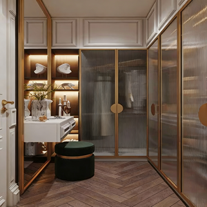 BALOM Customized Luxury Fluted Glass Door Wardrobe, Bedroom Furniture, Light Transmission with Privacy, Wooden Cabinet Ardrobe - Product Image 6