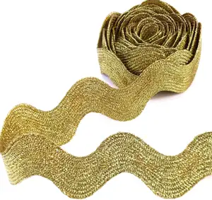里克架金波弯曲流苏装饰1.6英寸宽RIC Rac巨型金属蕾丝丝带装饰缝纫工艺品派对