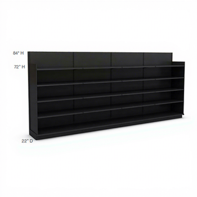 Big Capacity Iron Powder Coat Melamine Wood 5 Tier Black Island Single Sided Store Shelf Gondola Shelving Display
