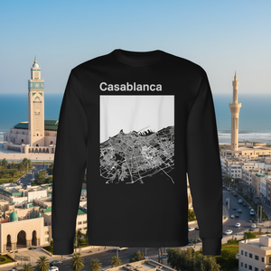 Casablanca Morocco City <b>Map</b> Graphic Long Sleeve T-Shirt - Product Image 3