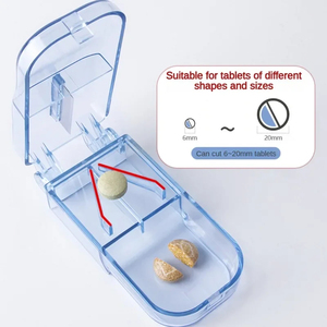 Rectangular Transparent Medicine Cutter <b>Small</b> Pill Tablet Cutter With <b>Storage</b> Compartment <b>Box</b> Medicine Organizer - Product Image 3