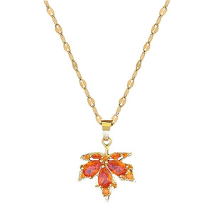 Factory New Titanium Steel Maple Leaf necklace Light Luxury Wedding Necklace for Female Versatile Celebrities <b>Chain</b> - Product Image 5