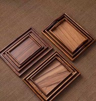 Plateau de service rectangulaire en bois massif, plateau en noyer, porte-tasses à thé, plateau de rangement pour la table, décoration de table pour la salle à thé