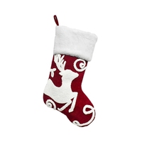 Sacs cadeaux de Noël avec broderie renne et flocon de neige, chaussettes en velours peluche pour décorations à suspendre à la porte, fournitures de fête
