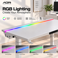 Bureau de jeu PC électrique réglable en hauteur à double moteur AOR 140 cm, bureau assis-debout en métal RGB, vente en gros d'usine