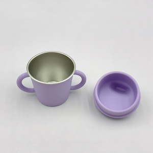 Tasse à bec réutilisable en silicone pour bébé, sans BPA, avec couvercle incassable et poignée souple, pour tout-petits et enfants, avec paille intégrée pour les repas - Product Image 4