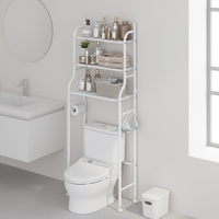 Étagère de rangement verticale en métal à trois niveaux, réglable et durable, pour serviettes de bain et organisateur pour toilettes