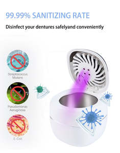 Limpiador ultrasónico UV portátil de 25w y 45Khz con ventilador de secado para dentaduras postizas, aparatos ortodónticos, protectores bucales, retenedores, joyas y limpieza de collares. - Product Image 6