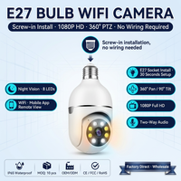 Caméra Ampoule de Sécurité Extérieure Wi-Fi Nouvelle Génération 360 Degrés HD 1080p Sans Fil avec Imagerie CMOS et Carte Mémoire