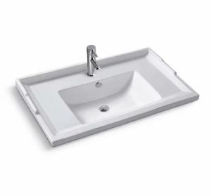 Lavabo Rectangular Profundo de Cerámica Blanca Moderna, Directo de Fábrica, con Acabado Autolimpiante, Ecológico, para Baño - Product Image 4