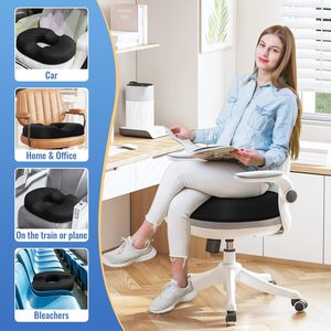 Cojín de espuma viscoelástica tipo donut para alivio del <span class=keywords><strong>dolor</strong></span> de coxis y <span class=keywords><strong>hemorroides</strong></span>, portátil para gradas de estadios, coche, hogar y oficina - Product Image 6