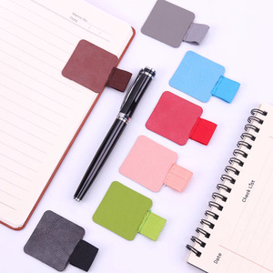Customized PU leather pen <b>clip</b>, creative self-adhesive pen <b>clip</b>, Korean style minimalist square pen sleeve. - Product Image 1