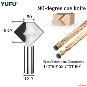 Couteau à rainurer diamanté YUFU pour club de billard, à insertion, à angle de coupe triangulaire en V de 90 degrés - Product Image 3