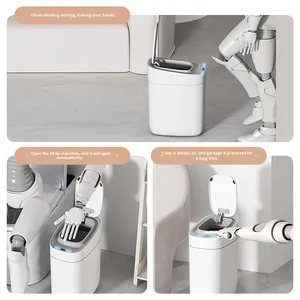 Poubelle intelligente en plastique avec capteur, nouvelle en 2023, pour la maison, la salle de bain, le salon, les toilettes, avec couvercle, espace étroit, électrique - Product Image 4