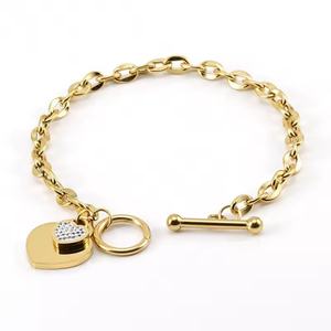 Stainless Steel Heart Bracelet for Women, <b>Titanium</b> Steel 18K Gold Personalized OT Buckle Bracelet for Women Fashion Jewelry - Product Image 6