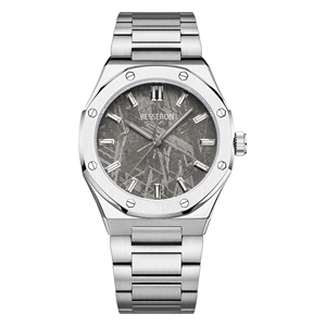 Montre automatique squelette pour hommes à la mode luxe en acier inoxydable mécanique météorite pierre cadran espace placage résistant à l'eau - Product Image 3