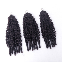 Extensions de cheveux humains au crochet Virgin Miracle Knots, bouclées birmanes, pré-bouclées, effet plume