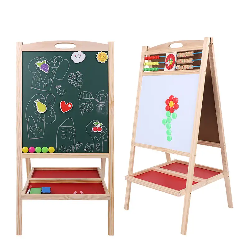 बच्चों शैक्षिक चॉकबोर्ड चुंबकीय सूखा मिटा बोर्ड बच्चा पेंटिंग बच्चों लकड़ी कला चित्रफलक