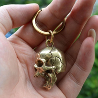 Gantungan Kunci Kepala Tengkorak Kuningan Gaya Punk Retro 3D Liontin Tengkorak Logam Gantungan Kunci Gotik Liontin Pesona Tas Unik Hadiah Dekorasi Halloween