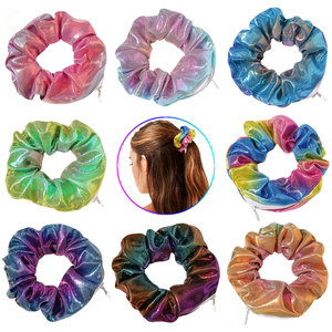 PL <span class=keywords><strong>Scrunchie</strong></span> Bolsillo con cremallera Gran Scrunchies <span class=keywords><strong>Monedero</strong></span> Rainbow Stash <span class=keywords><strong>Scrunchie</strong></span> Pocket Hair Tie - Product Image 2