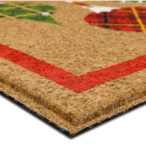 Custom Printed Recycled Rubber Polyester Ornament Tradition Border Faux <b>Coir</b> 18 In. X 30 In. Holiday <b>Door</b> <b>Mat</b> - Product Image 4