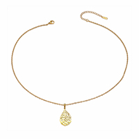 Collar con Colgante de Acero Inoxidable con Diseño de Lágrima y Ayatul Kursi, Joyería Islámica Musulmana Árabe, para Eid y Ramadán, Venta al Por Mayor