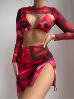 Maillot de bain rouge nu Sexy, modèle de luxe, Micro Plus, Bikini trois pièces, nouvelle collection 2022