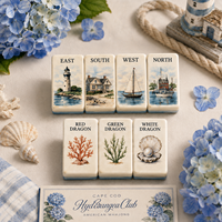 Jeu de Mahjong américain Cape Cod Hydrangea, 152 tuiles, bleu côtier, motif floral, en acrylique, avec 8 tuiles joker, prêt à offrir