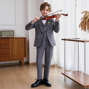 Completo da bambino in stile inglese, abito da gentiluomo per esibizioni di pianoforte e presentazioni orali - Product Image 5