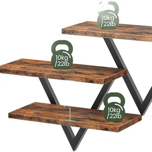 Wooden Floating <b>Shelf</b> <b>Wall</b> <b>Mounted</b> Storage Rack With Metal Frame Triangle Shape For Living Room Display - Product Image 5